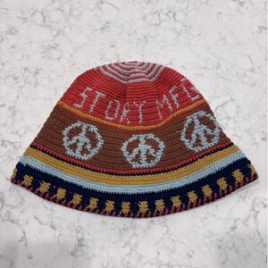 Story mfg. Brew Hat Crochet Organic Cotton Peace Bucket Hat Multicolor OS